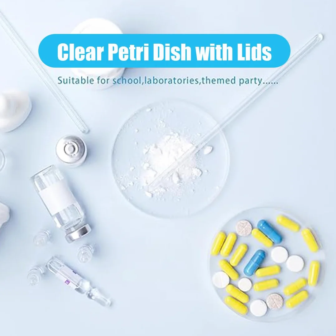 6 Pezzi Piastra Di Petri Plastica, Piatti Petri 70Mm, Piastre Di Petri In Plastica Sterile Con Coperchio, Con 10Pzs 1Ml Pipette In Plastica, Per Cultura Laboratorio Lievito Batterico