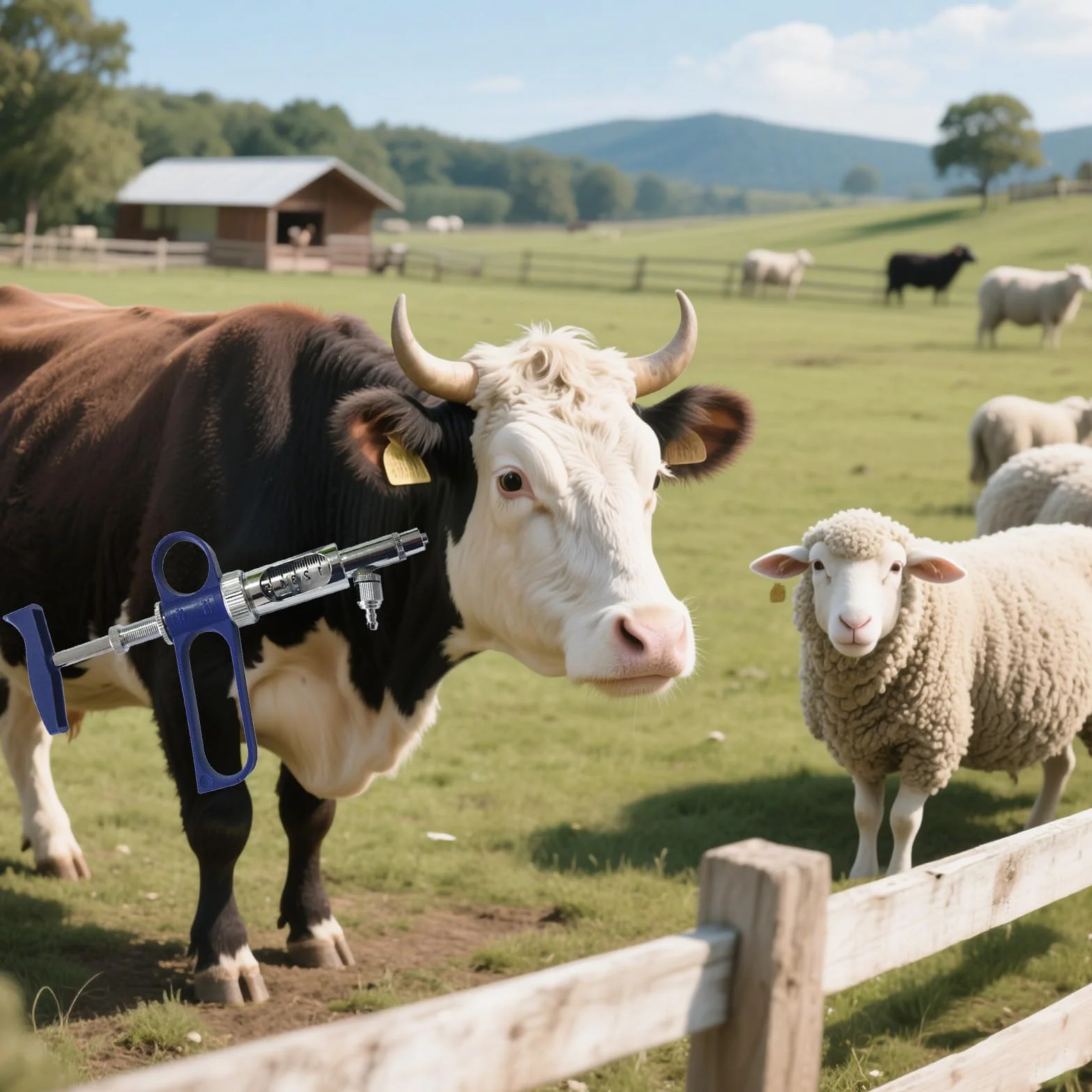 Siringa Semiautomatica per Bestiame Dispenser Medicina Vaccini Veterinari Pompa Precisione Iniettore Animale Regolabile Riutilizzabile