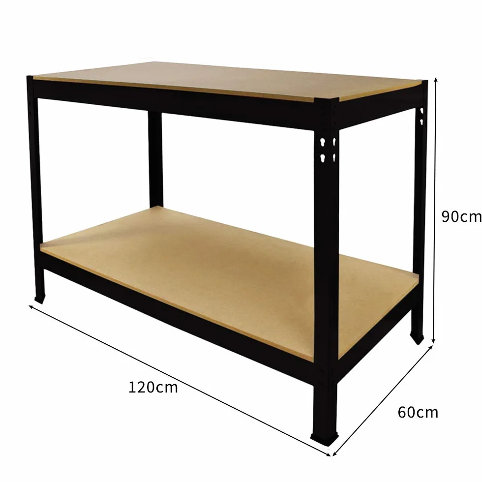 Monster Racking - Tavolo da Lavoro Nero Q-Rax Senza Bulloni in Acciaio e MDF 90x120x60cm per Garage, Officina e Magazzino