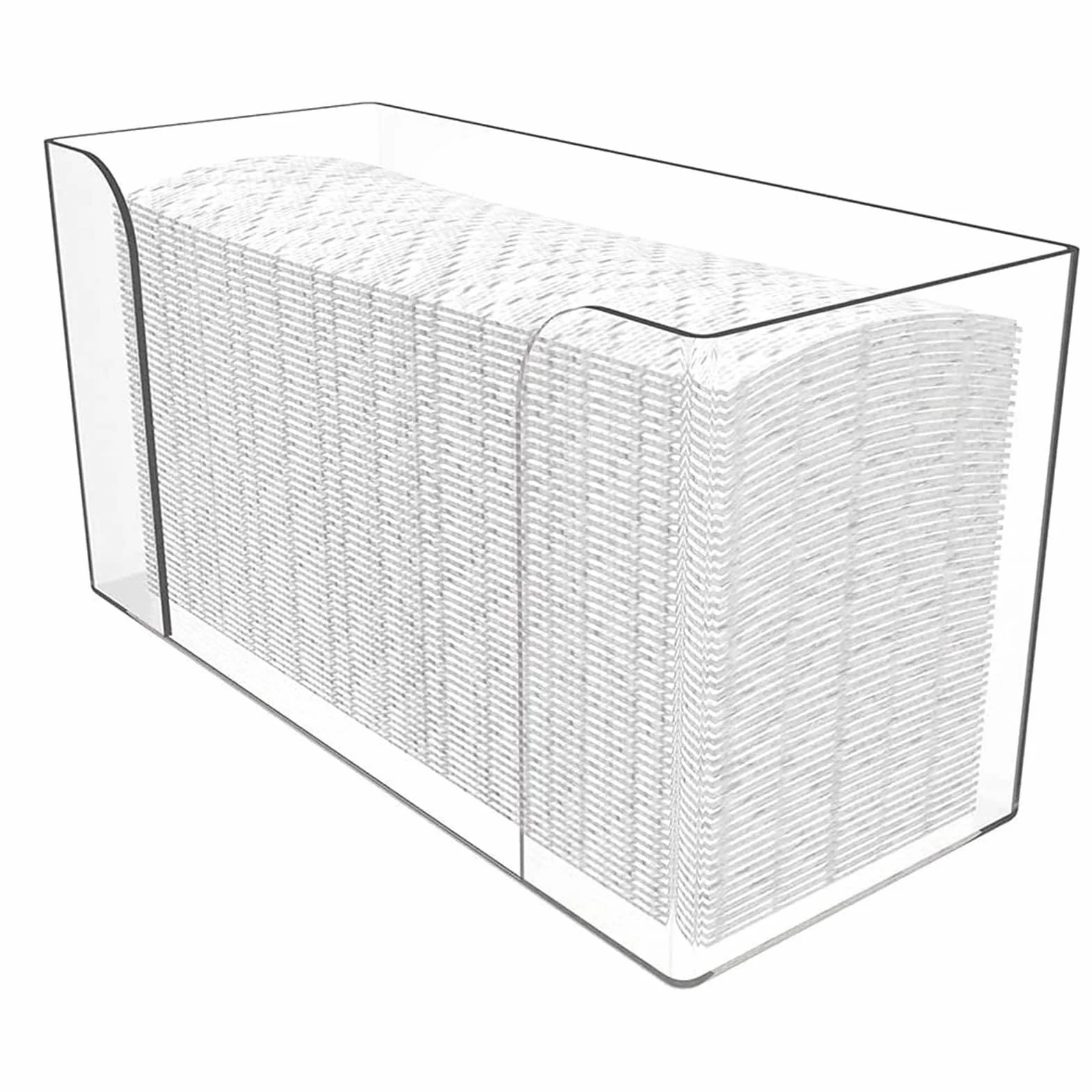 Dispenser di Asciugamani di Carta da Appoggio in Acrilico Trasparente - Porta Asciugamani per Ospiti Adatto per Asciugamani Piegati a Z o C - Capacità 150 Asciugamani - 29 x 10,6 x 17 cm