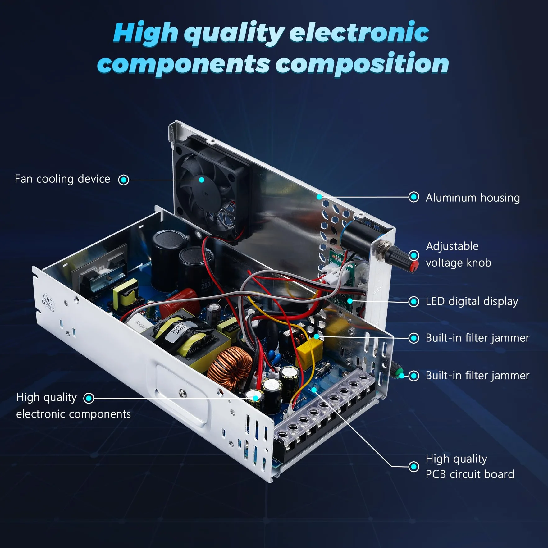 Regolabile Trasformatore AC110/220V DC 0-60V 0-10A 600W tensione display digitale Alimentazione switching regolata DC Adatto per motori di controllo della velocità,sistemi di stampanti 3D