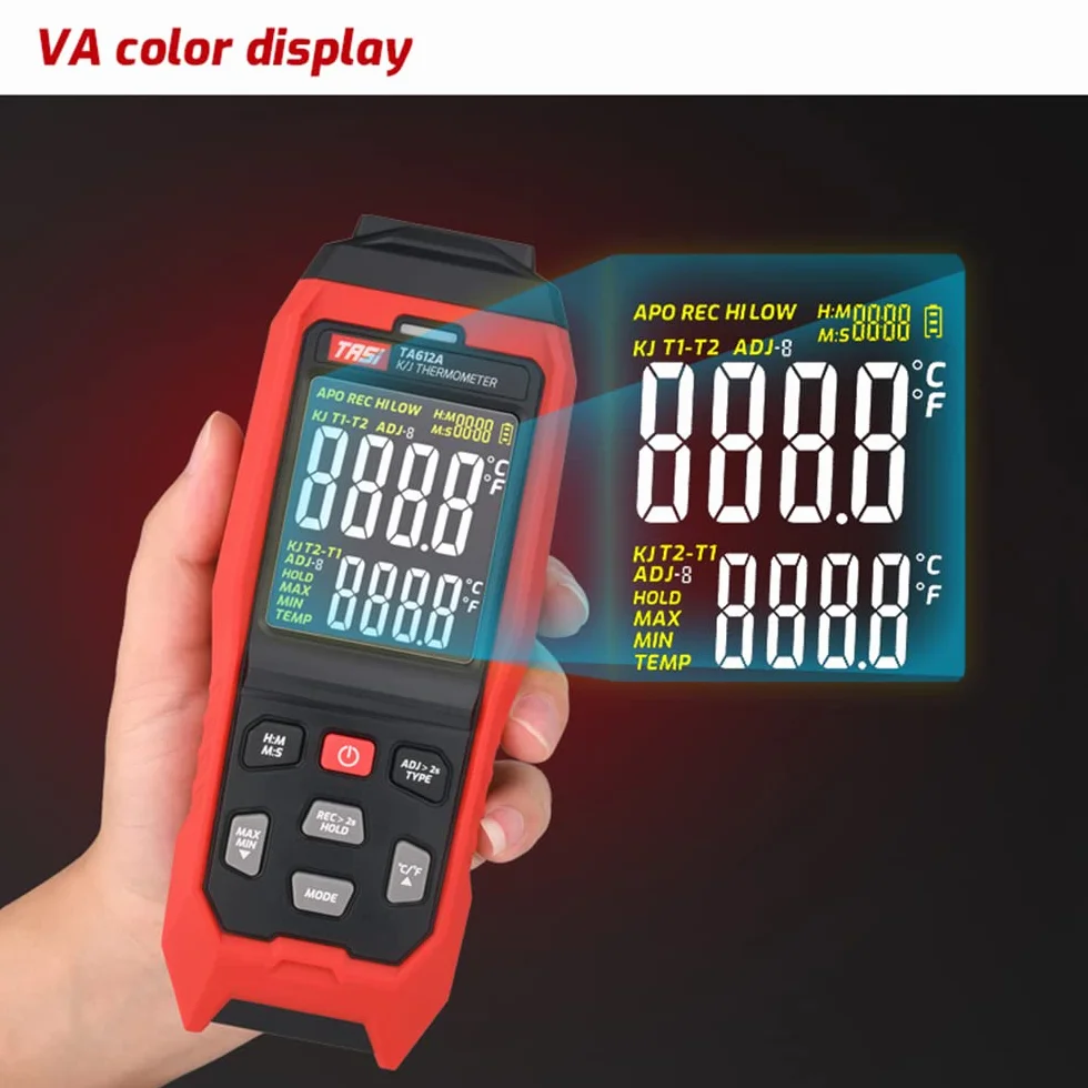 Termometro a termocoppia tipo K/J 4 canali -200~1372℃ alta precisione con USB e allarme