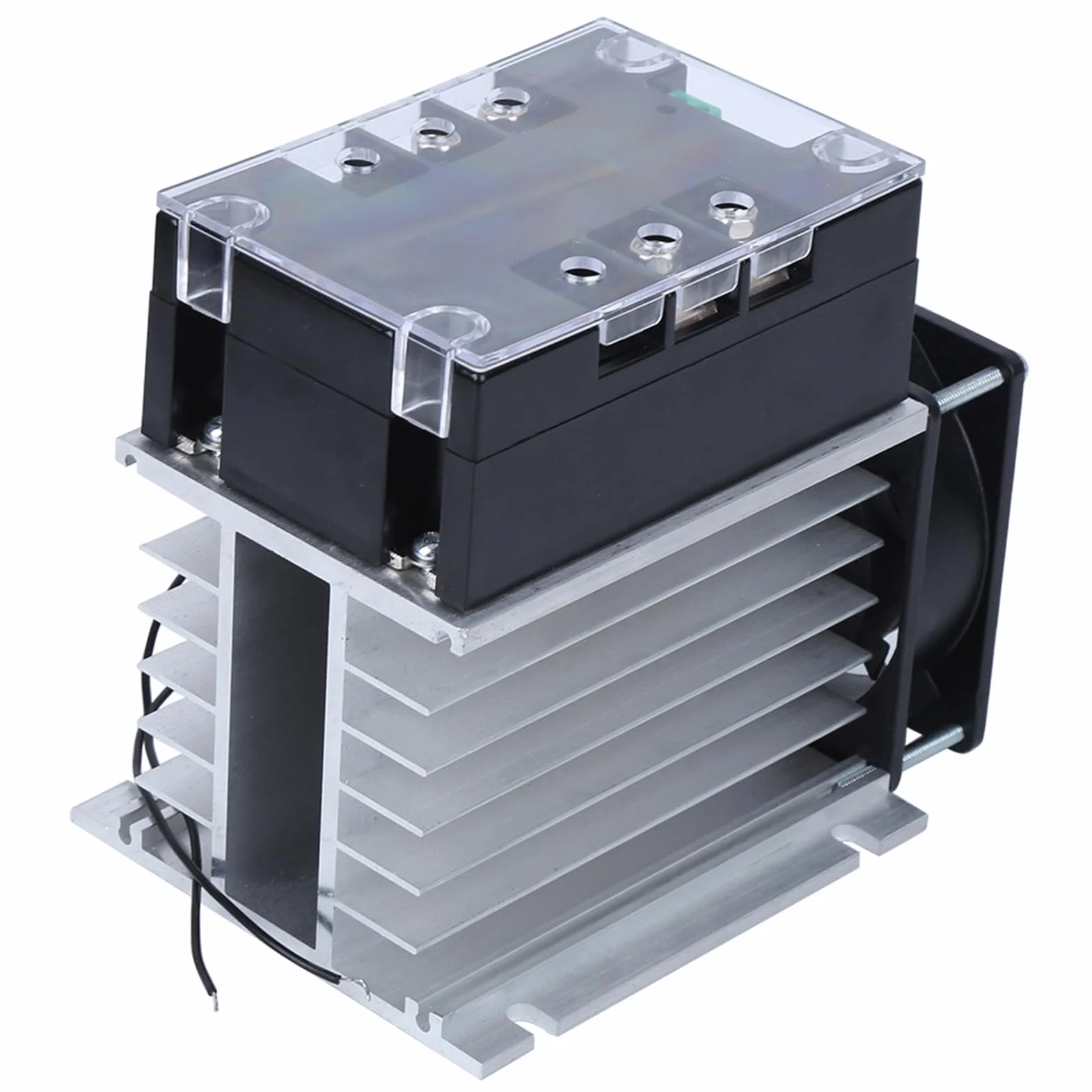 SSR-100WA-R (4KW) Scheda di Avviamento del Motore, Motorino di Avviamento Dolce Monofase a 2 Fasi Accessorio di Controllo Industriale Inferiore in Ottone per Pompa Dell'acqua(Modulo + radiatore)