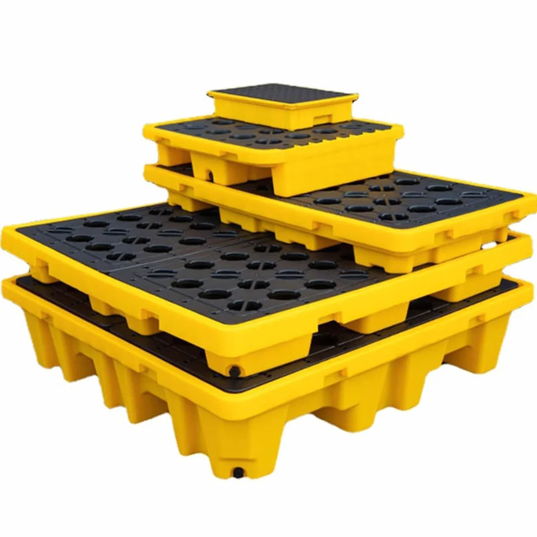 Vasca di Raccolta Fusti, Piattaforma di Contenimento Anti-Sversamento con Griglia, Pallet a Piattaforma Modulare Vassoio Antiperdita,72 * 72 * 16cm