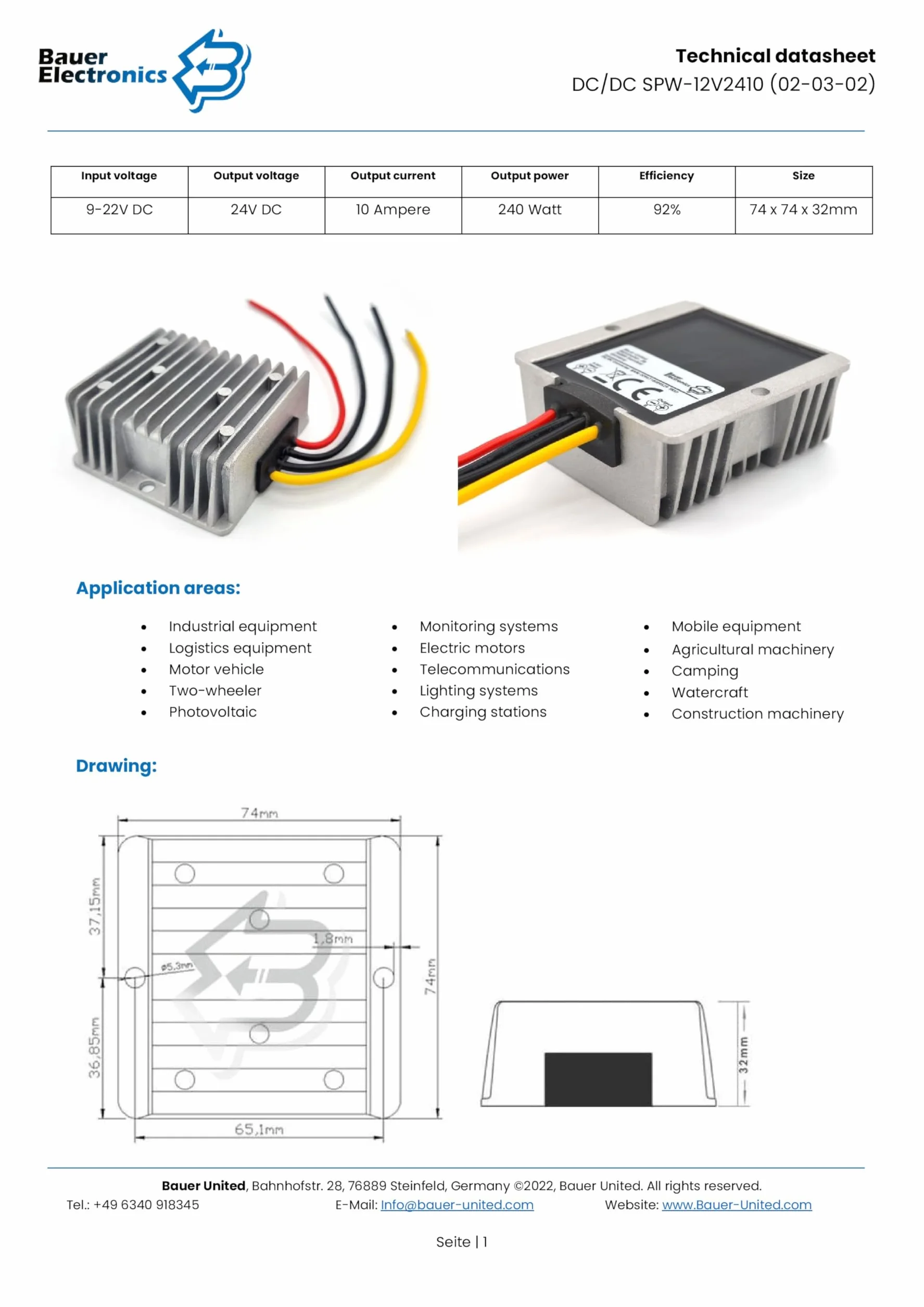 Convertitore di tensione DC-DC 9V-22V a 24V 10A 240W Step-up Boost per camion