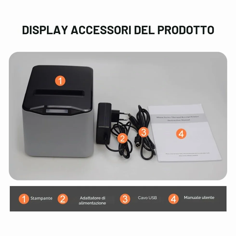 Shuaiguō stampante multifunzione per etichette e ricevute termiche 80 mm, connessione USB e LAN, taglio automatico, grande contenitore di carta, supporto ESC/POS