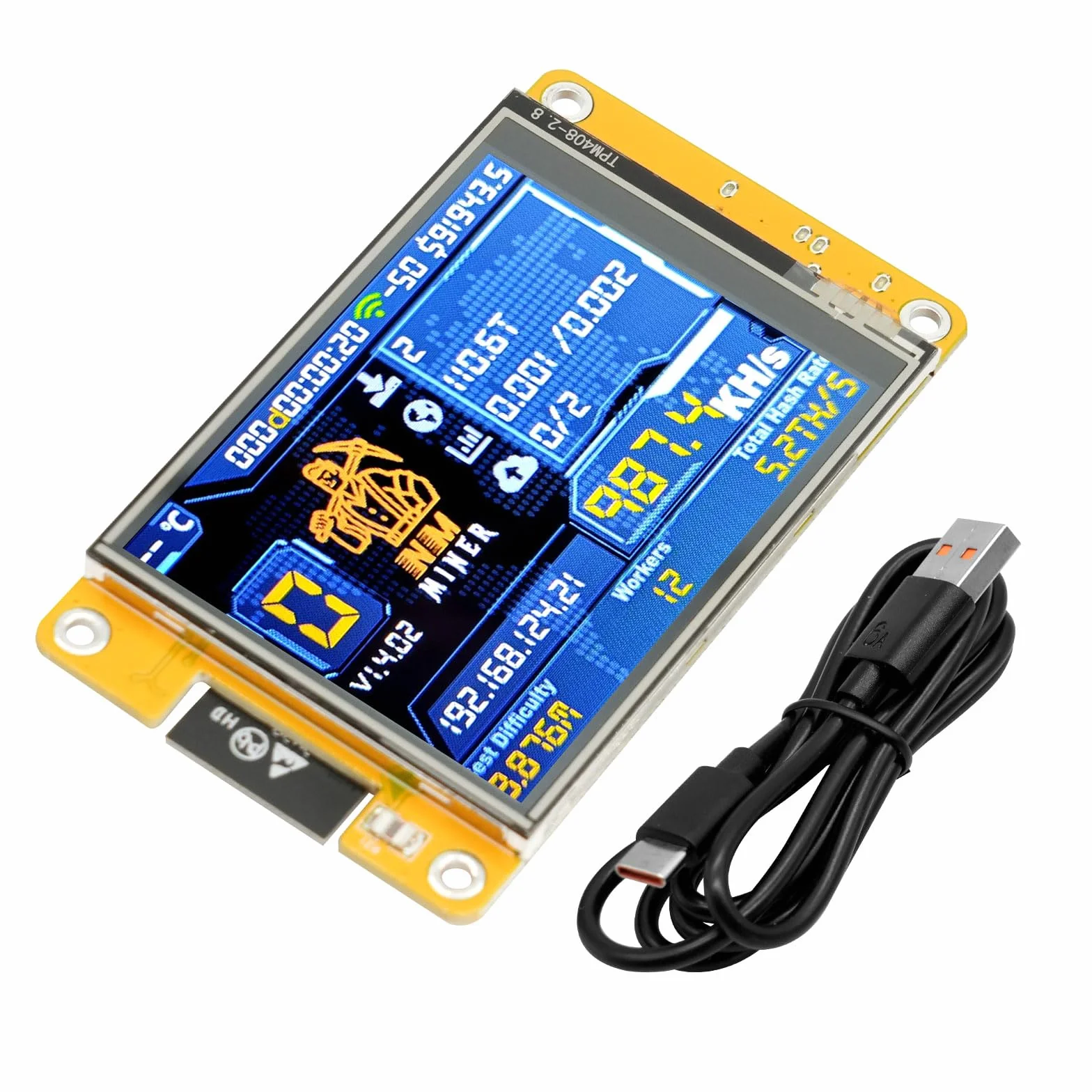 NerdMiner V2 Mining Bitcoin Binghe 1060KH/s NerdMiner V2 Bitcoin Miner con 2.8" TFT Display ESP32 WROOM Bitcoin Miner BTC Solo Lottery Miner Bitcoin Crypto Lottery Miner compatibile con Nerd Miner