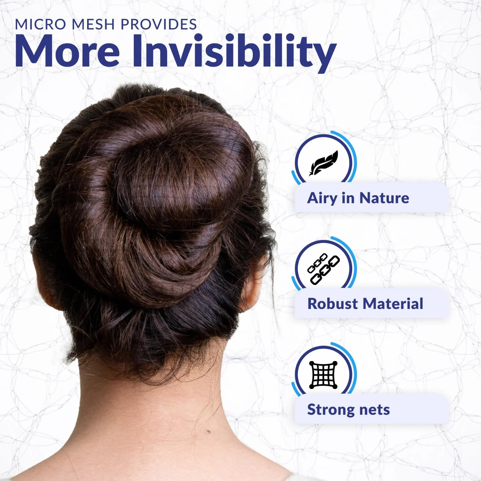 Invisibili retine per capelli marroni 61 cm per chignon e dormire