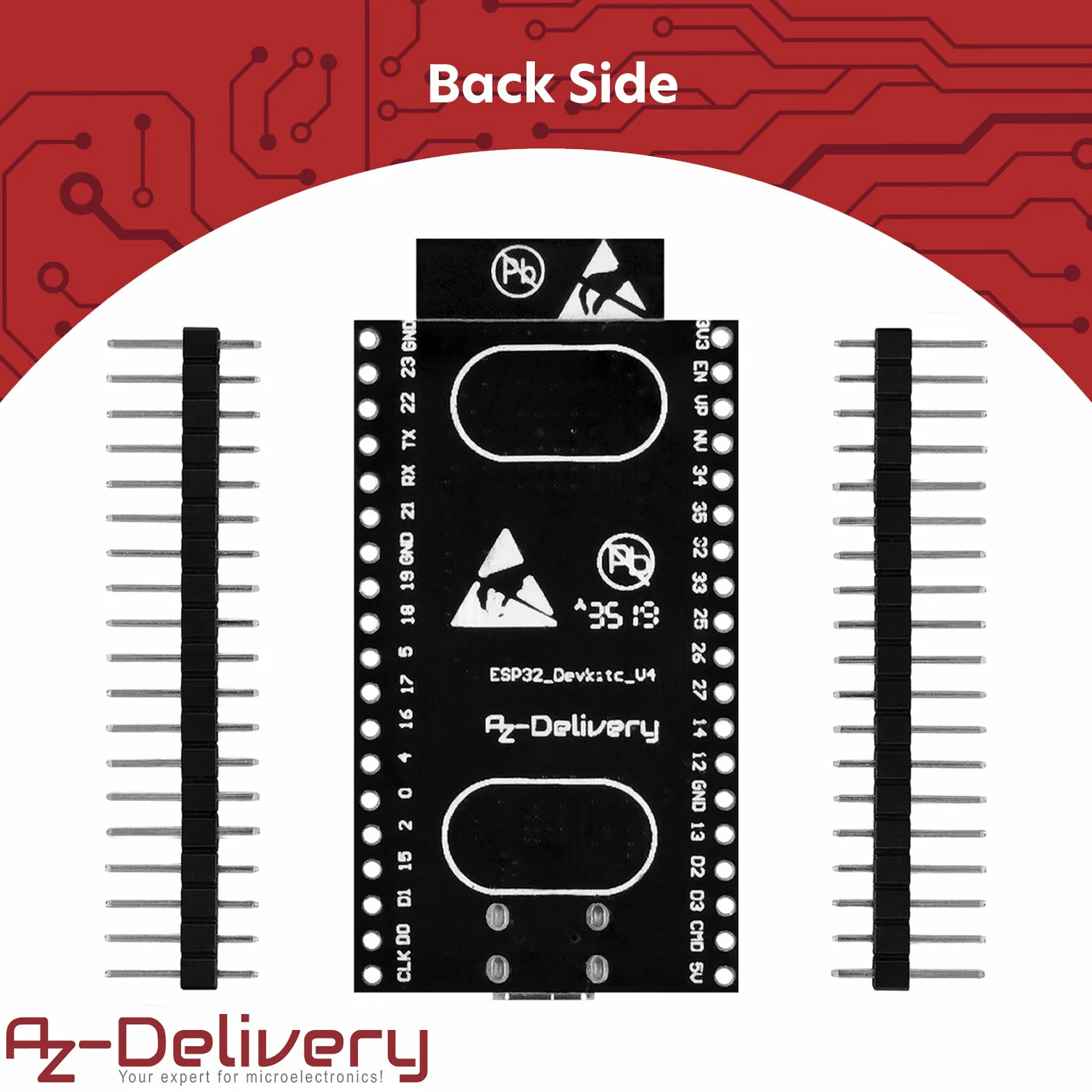 AZDelivery ESP32 Dev Kit C V4 NodeMCU WLAN/WiFi Scheda di sviluppo Non saldata (Modulo successivo al kit di sviluppo ESP32 C) Compatibile con Arduino incluso E-Book!