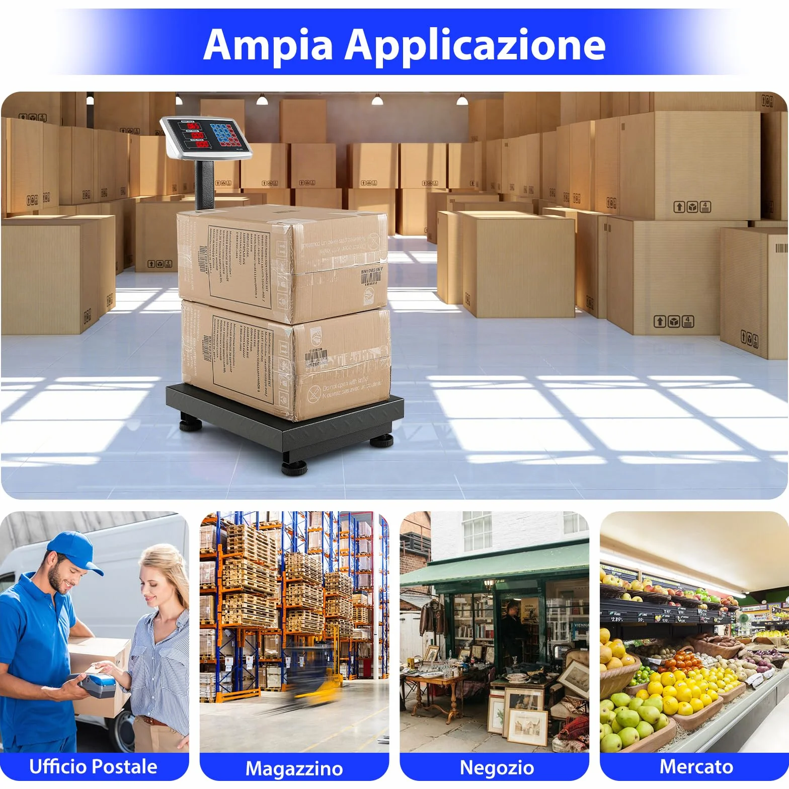 GYMAX Bilancia Digitale 300 kg, Elettronica con Calcolatore Prezzi, Conversione LB/KG, Precisione 50 g, Pieghevole