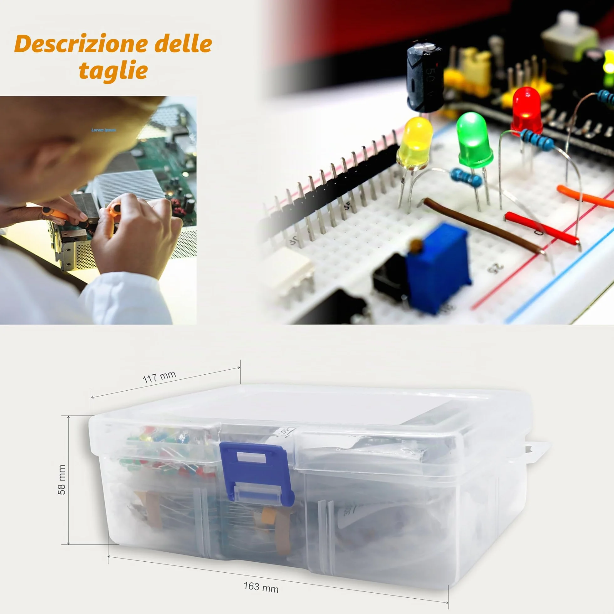 DIYoung 1390 PZ Kit di Componenti Elettronici, LED, Resistenze, Condensatori, Transistor