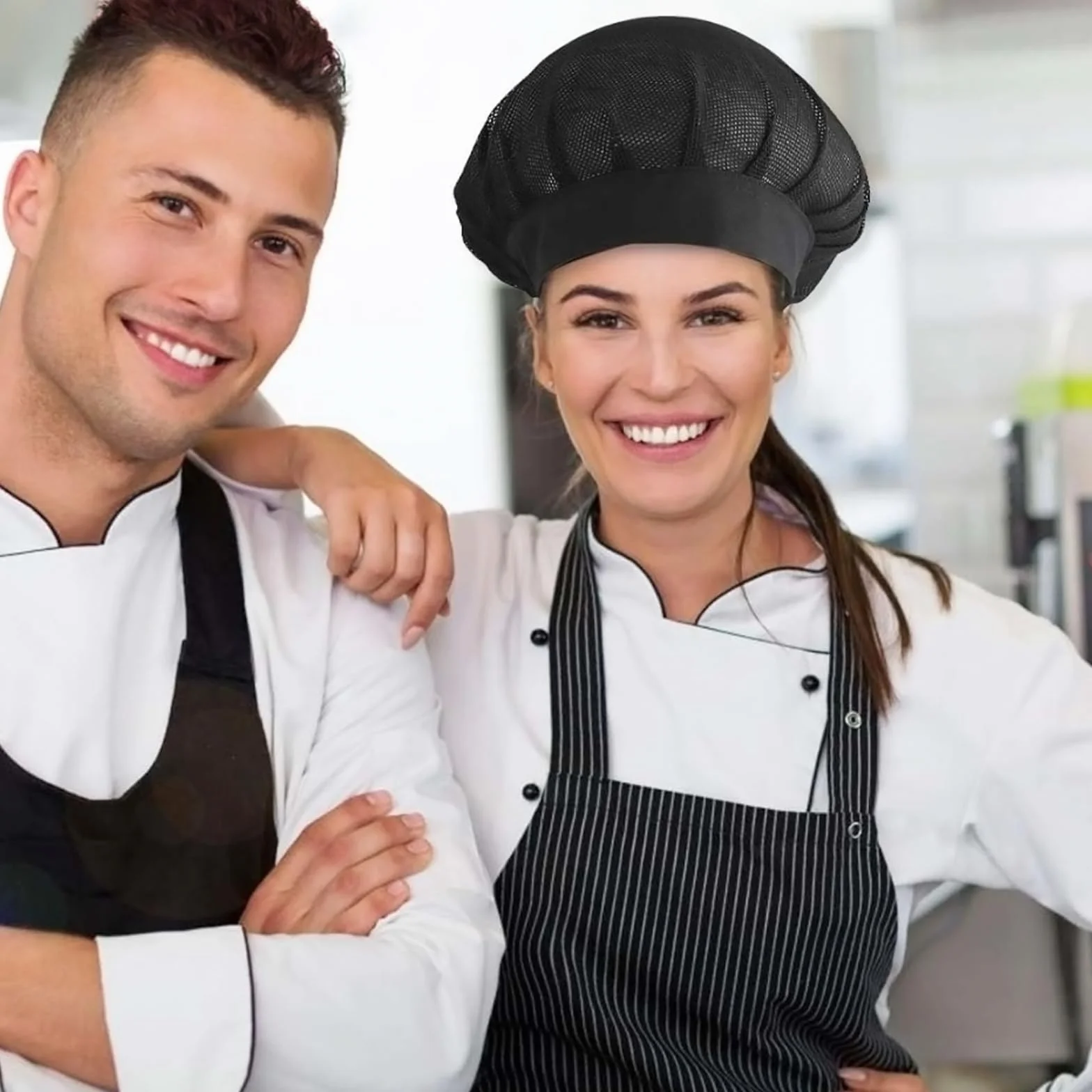 Cappello da Cuoco Elastico 3 Pezzi Rete per Capelli Cucina Ristorazione