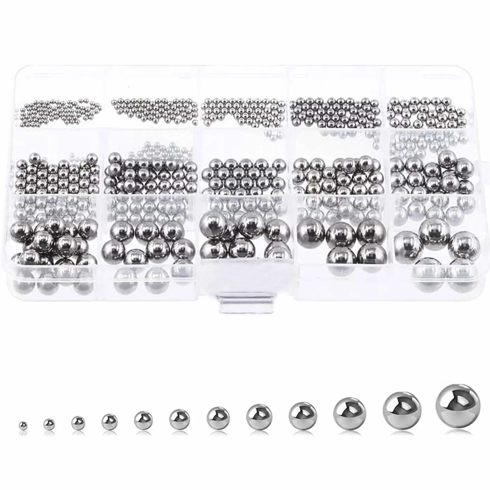 620 Pz Sfere Acciaio Cuscinetto Bici, Sfere Acciaio Inossidabile, Cuscinetti a Sfera in Acciaio, Acciaio Inox Cuscinetti, Per pezzi di ricambio di ruote di bicicletta, 1-8 mm (12 misure)