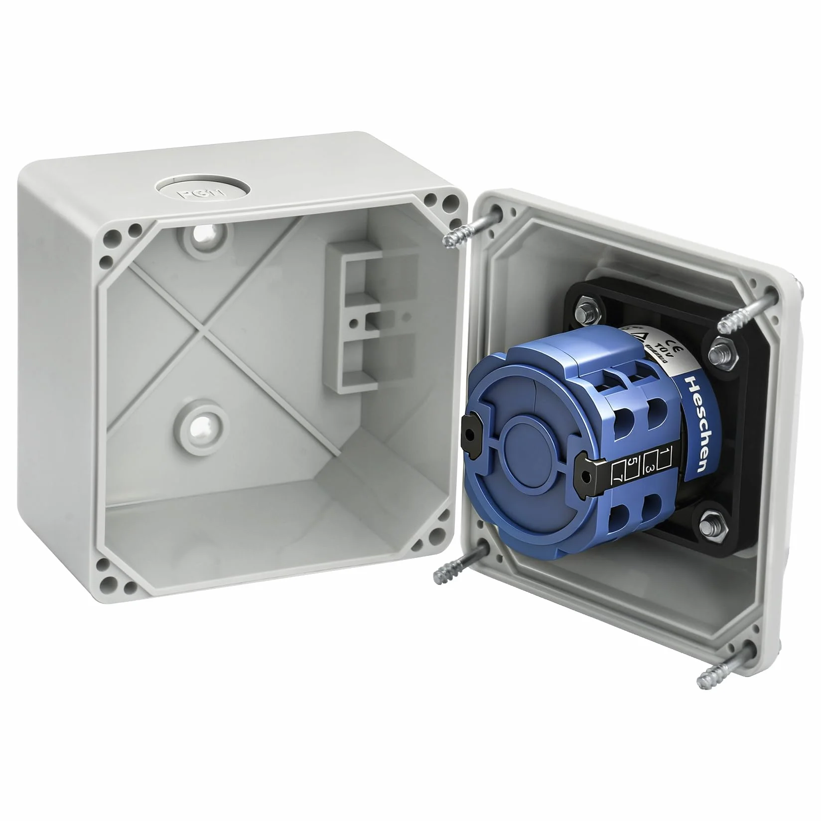 Heschen Interruttore selettore universale rotativo, SZW26-20/D202.2D, 660V 20A, 3 posizioni On-Off-On, 2 fasi 8 terminali, con scatola esterna interruttore master (Scatola più grande)