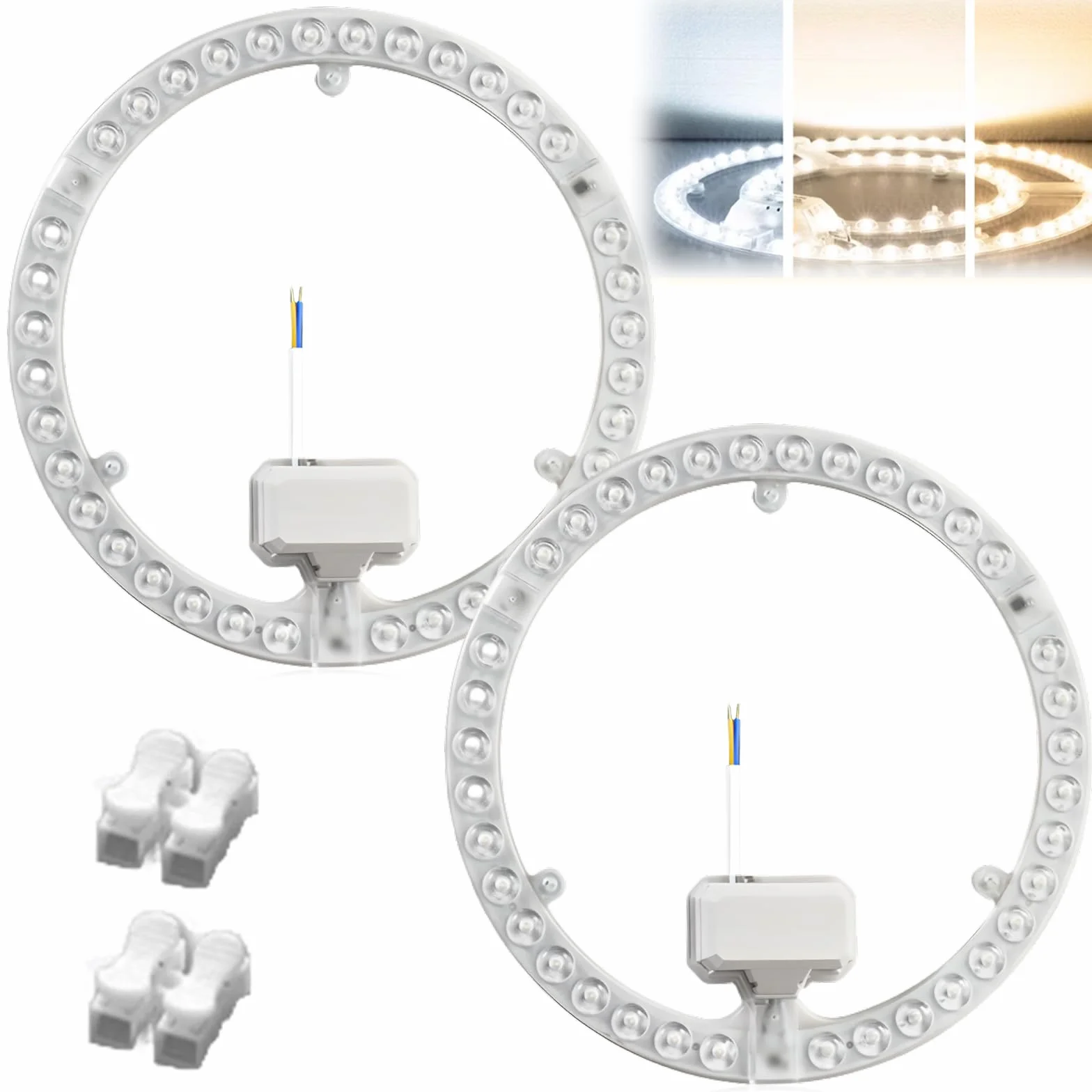 Kit di conversione LED da 36 W con modulo ad anello Lampada ad anello Ø23 cm bianca Scheda di conversione 6500K per plafoniere da 2 moduli da soffitto
