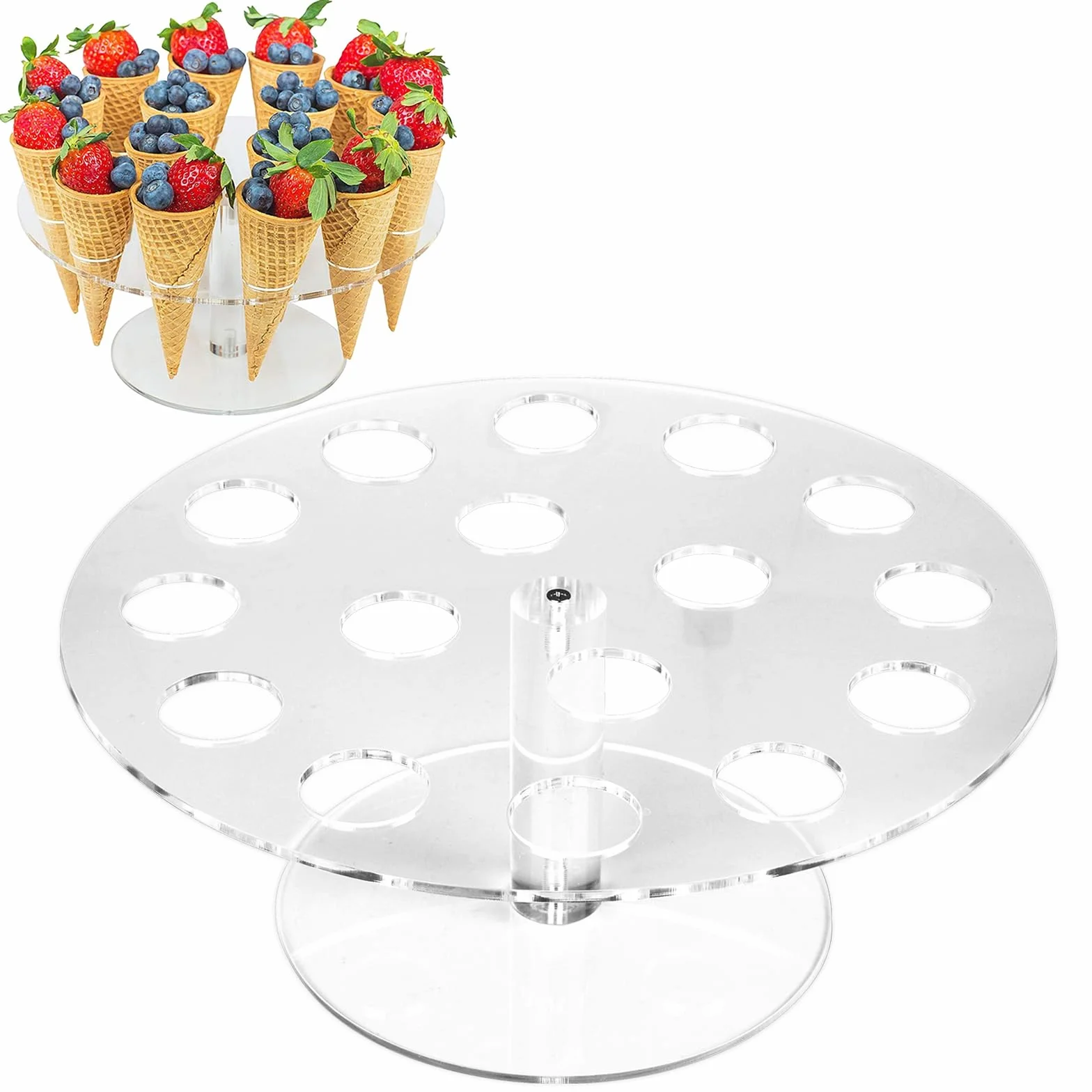 Acrilico gelato con supporto 16 Fori Acrilico Supporto per Porta Gelato Trasparente Portarotolo per Sushi per Bambini Feste di Compleanno Decorativo