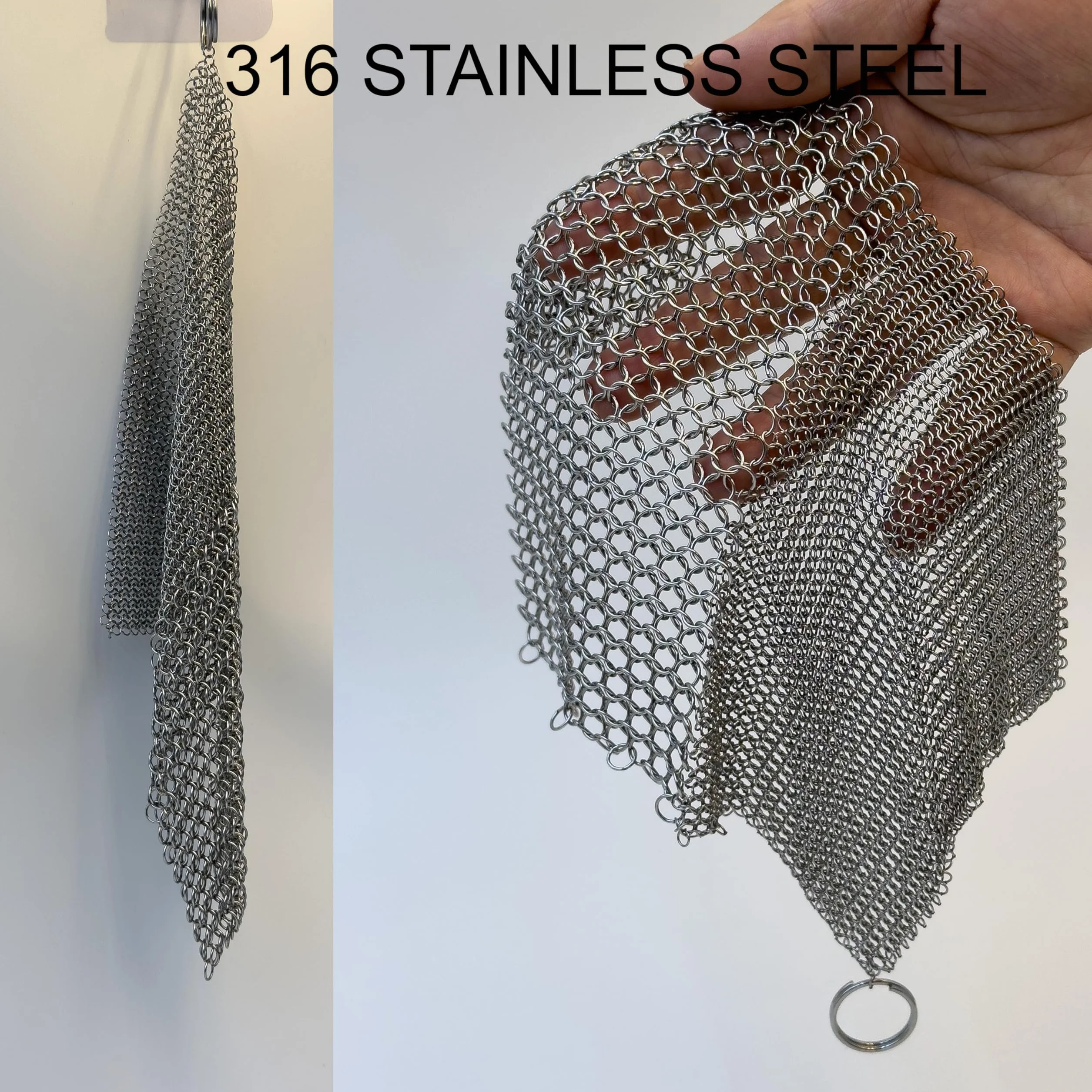 Scrubber in ghisa con anelli sottili saldati per tazze, padelle e ghisa (18 cm, 2 in 1)
