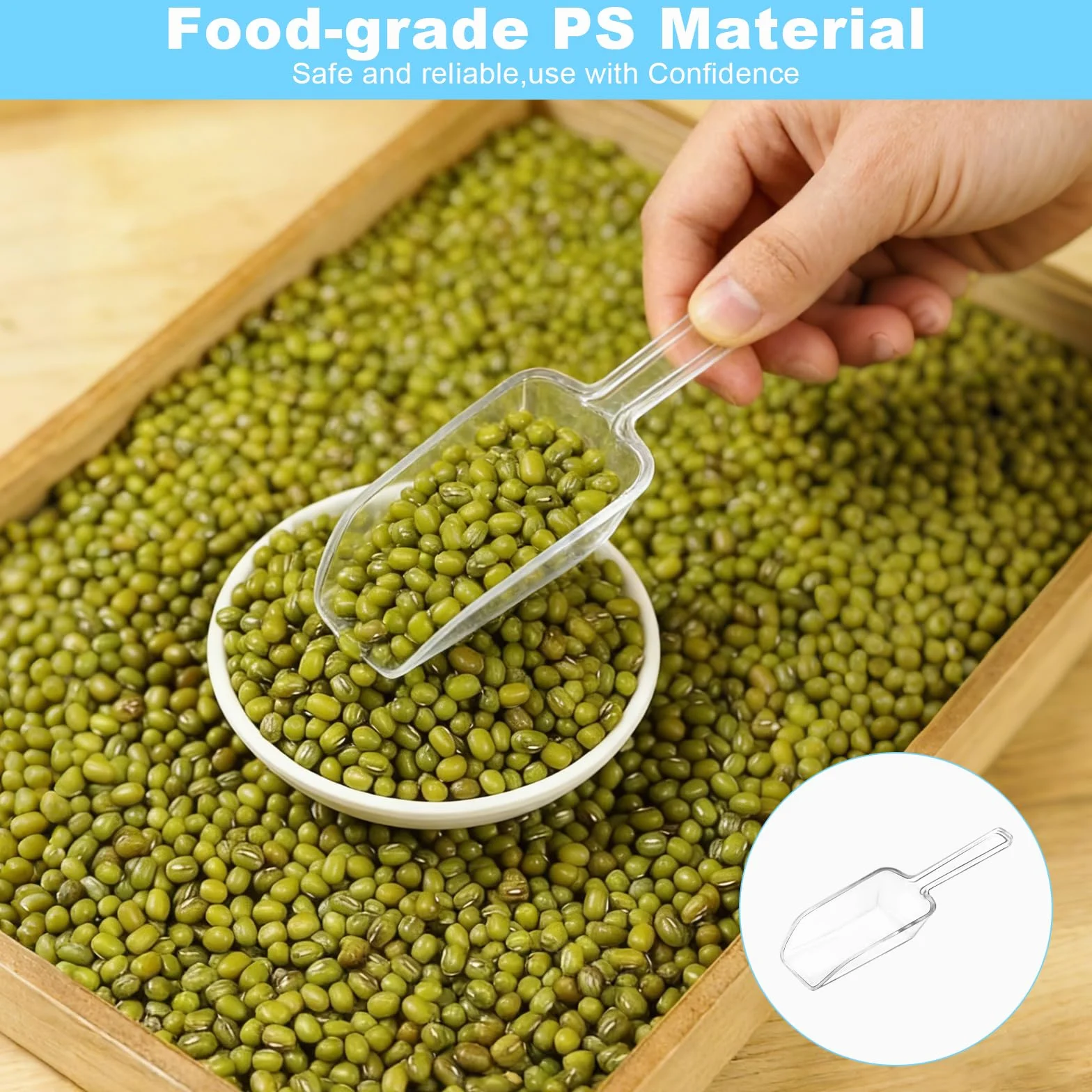 12 Paletta Piccola Trasparente, Strumento Multiuso per Chicchi di Caffè, Cereali, Ghiaccio, Condimenti, Paletta Mini Resistente in Plastica Chiara, Facile da Pulire