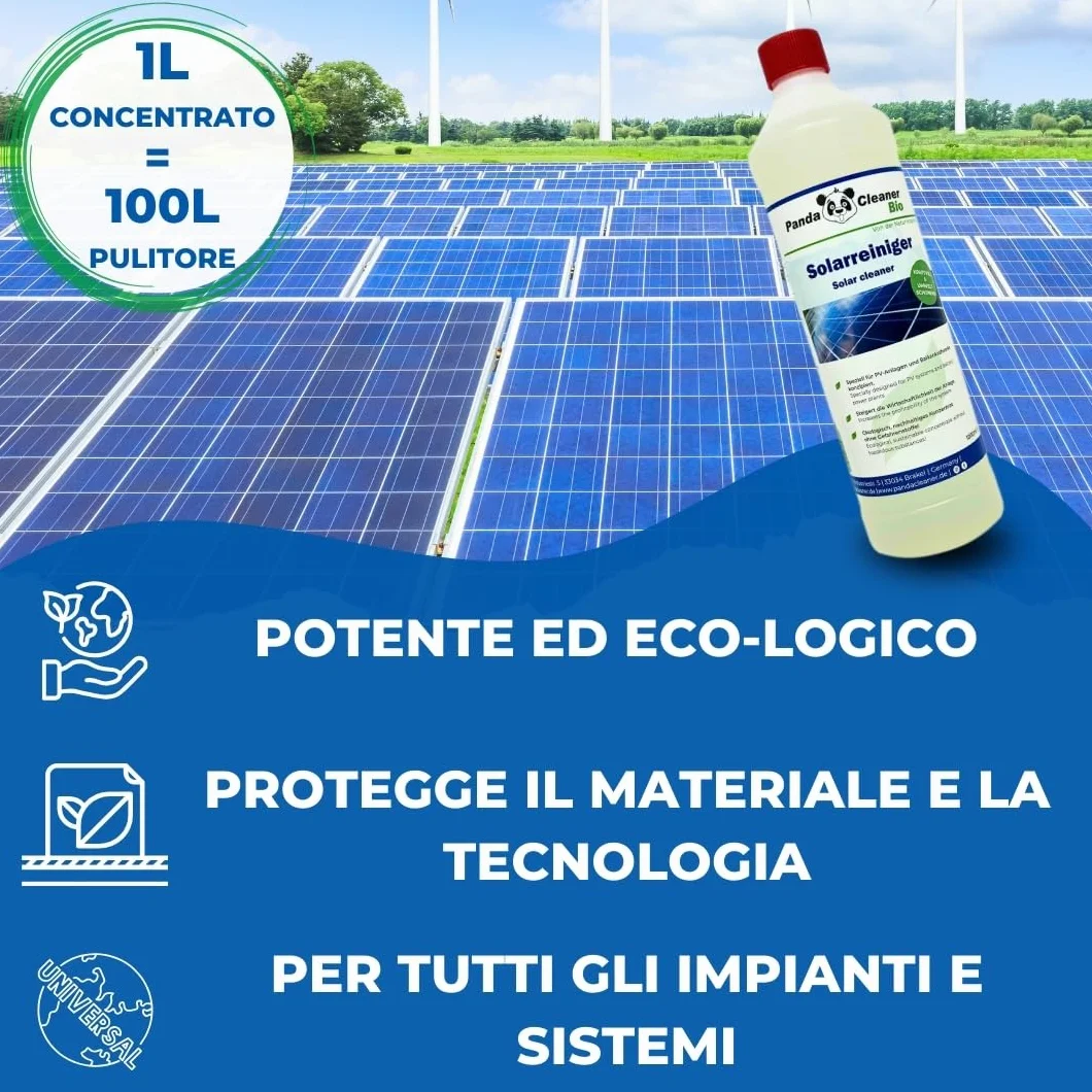 PandaCleaner Detergente biologico professionale 1l per impianti solari fotovoltaico altamente concentrato 1:100