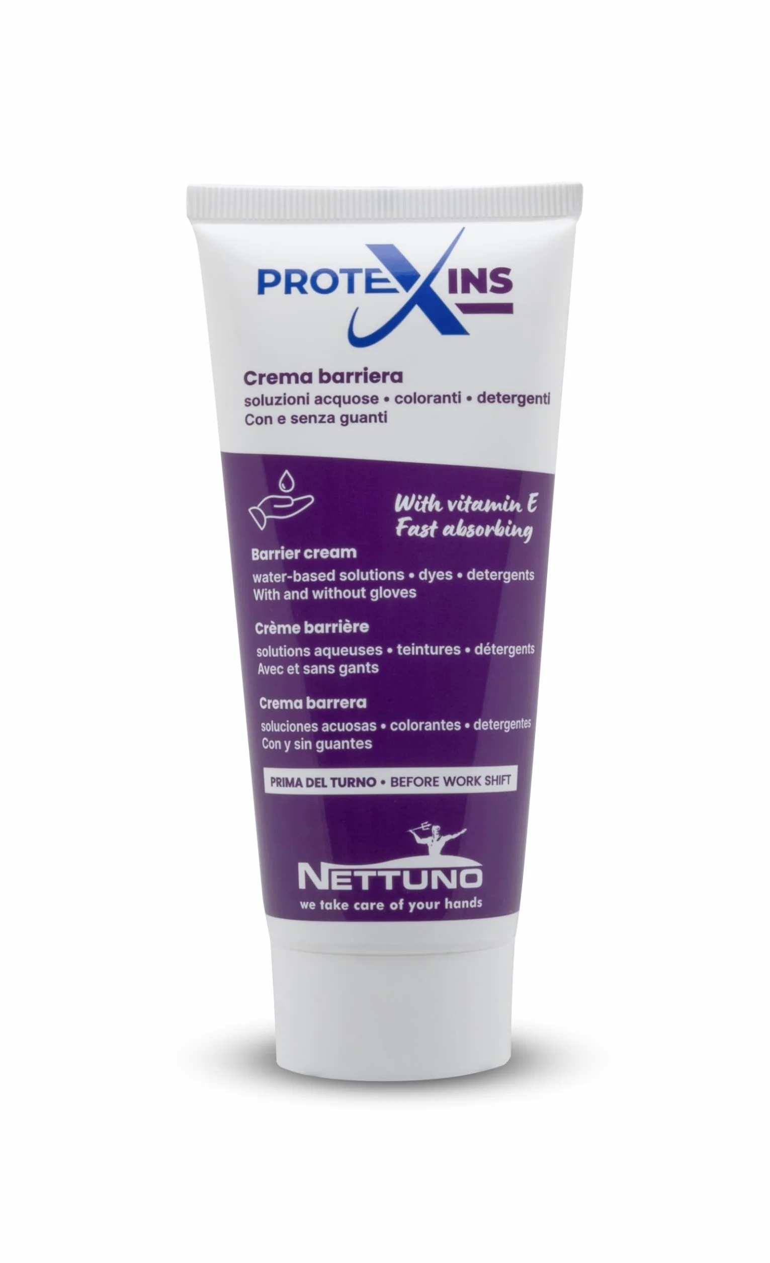 NETTUNO - Protexins Plus da 100 ml crema barriera protettiva per mani contro sostanze a base acquosa. Insolubile in acqua. (3)