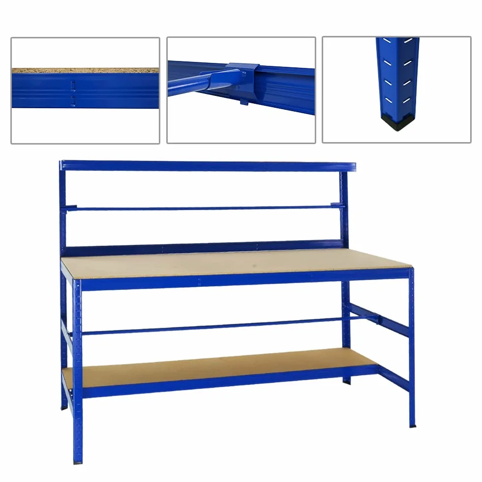 PROREGAL Tavolo da imballaggio Tiger | Portata 300 kg | AxLxP 150x180x75 cm | Blu