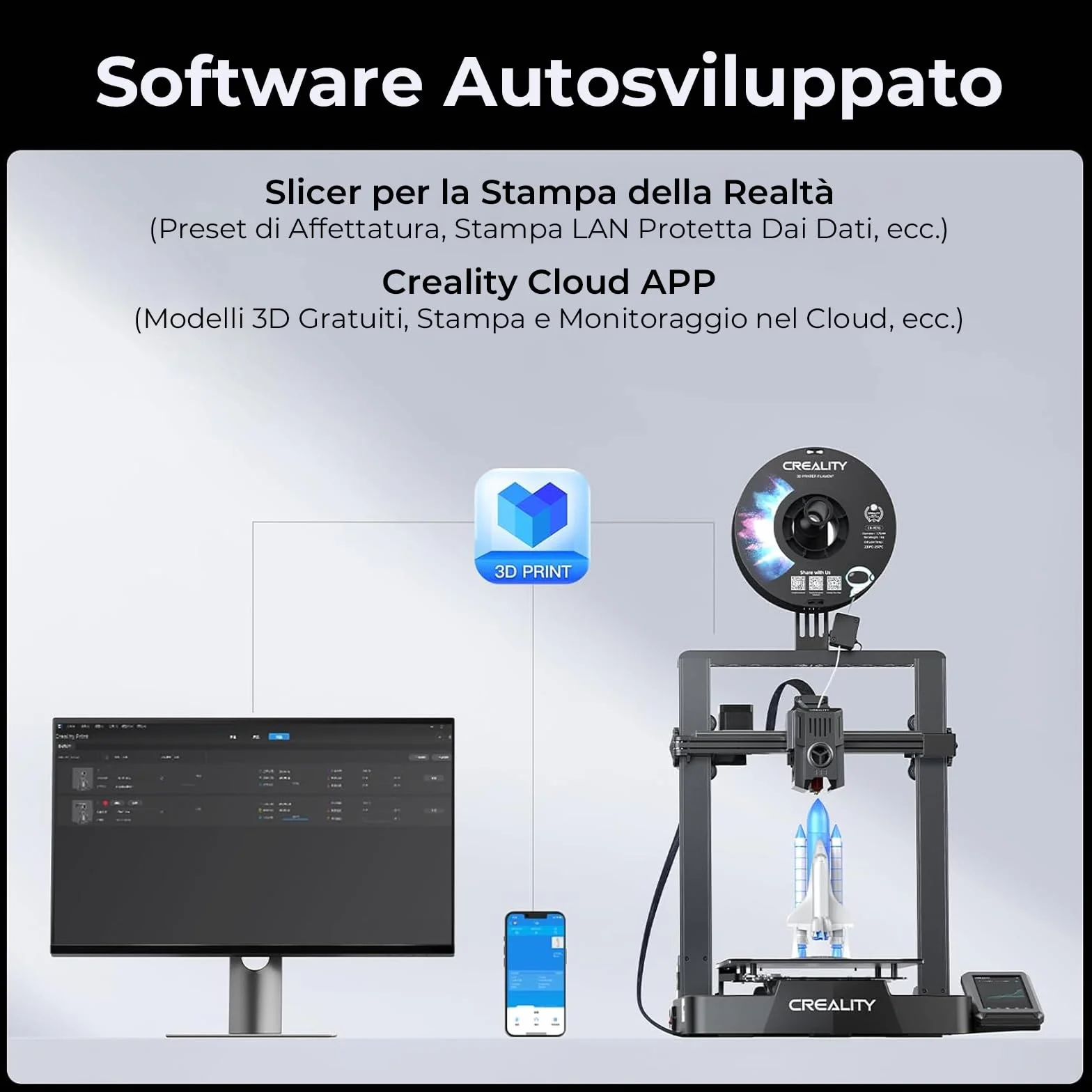Creality Stampante 3D Ender 3 V3 KE, 500 mm/s di Stampa ad Alta Velocità con Livellamento Automatico, Printer 3D L'estrusore Diretto Sprite Supporta la Stampa a 300℃, Volume di Stampa 220×220×250 mm
