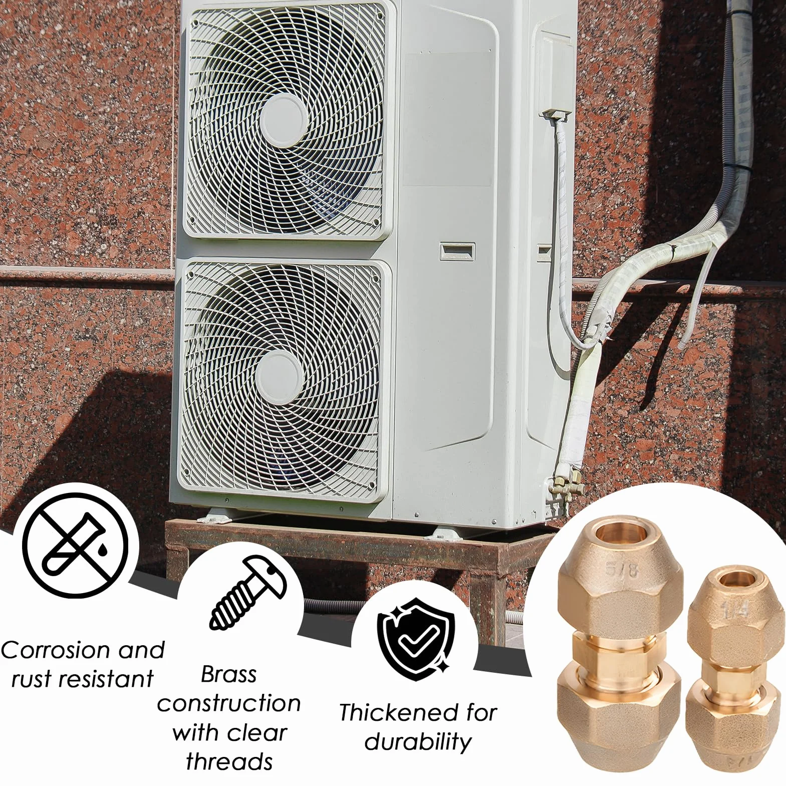 Set di prolunga per tubi di climatizzazione, 2 pezzi, collegamento tubo di rame di alta qualità per tubi refrigeranti 1/4 e 5/8, ideale per l'installazione e la riparazione di condizionatori d'aria