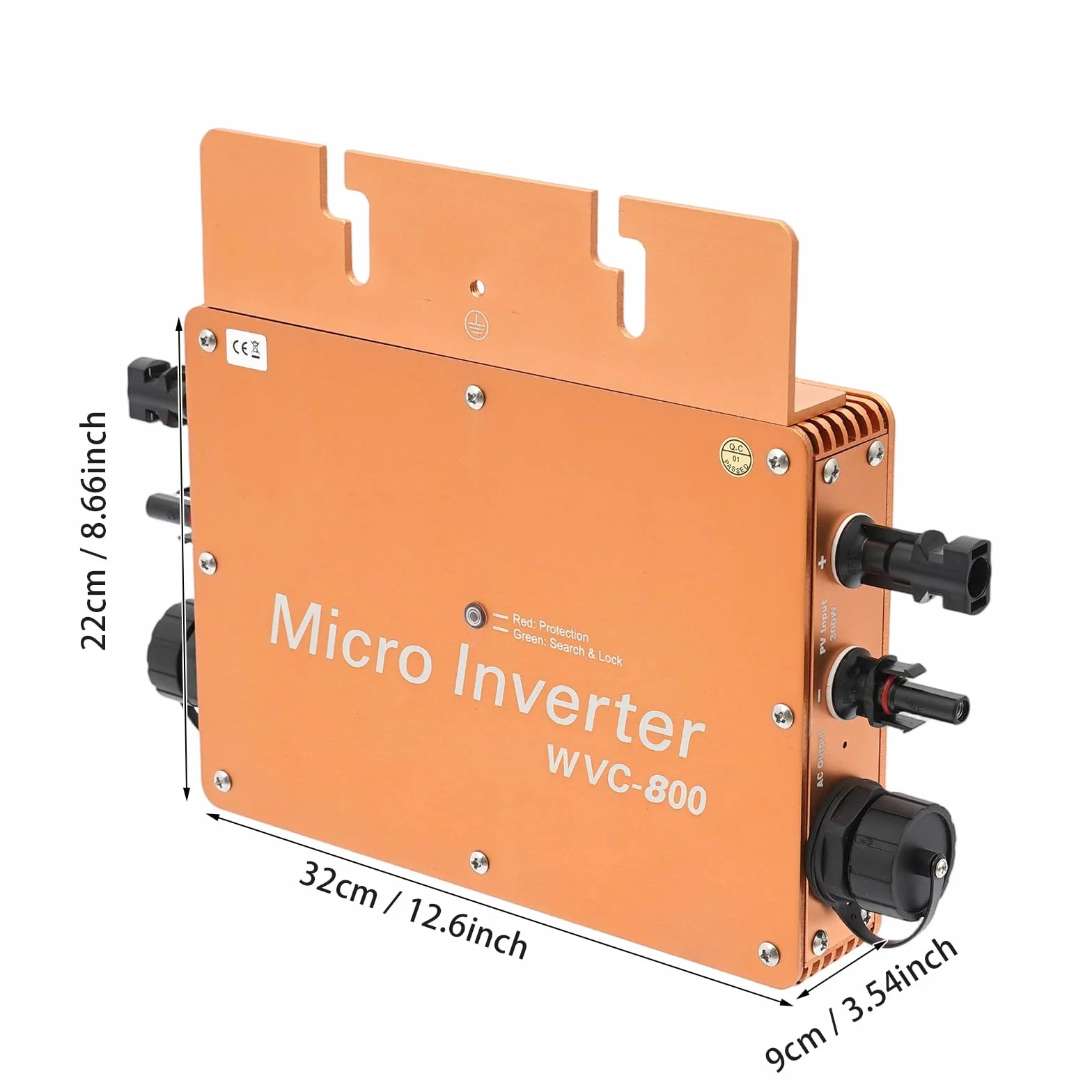 Microinverter 800 W per centrali elettriche da balcone, schermo LCD, inverter solare 22-50 VDC, uscita 230 V AC per uso domestico e commerciale, alloggiamento in alluminio