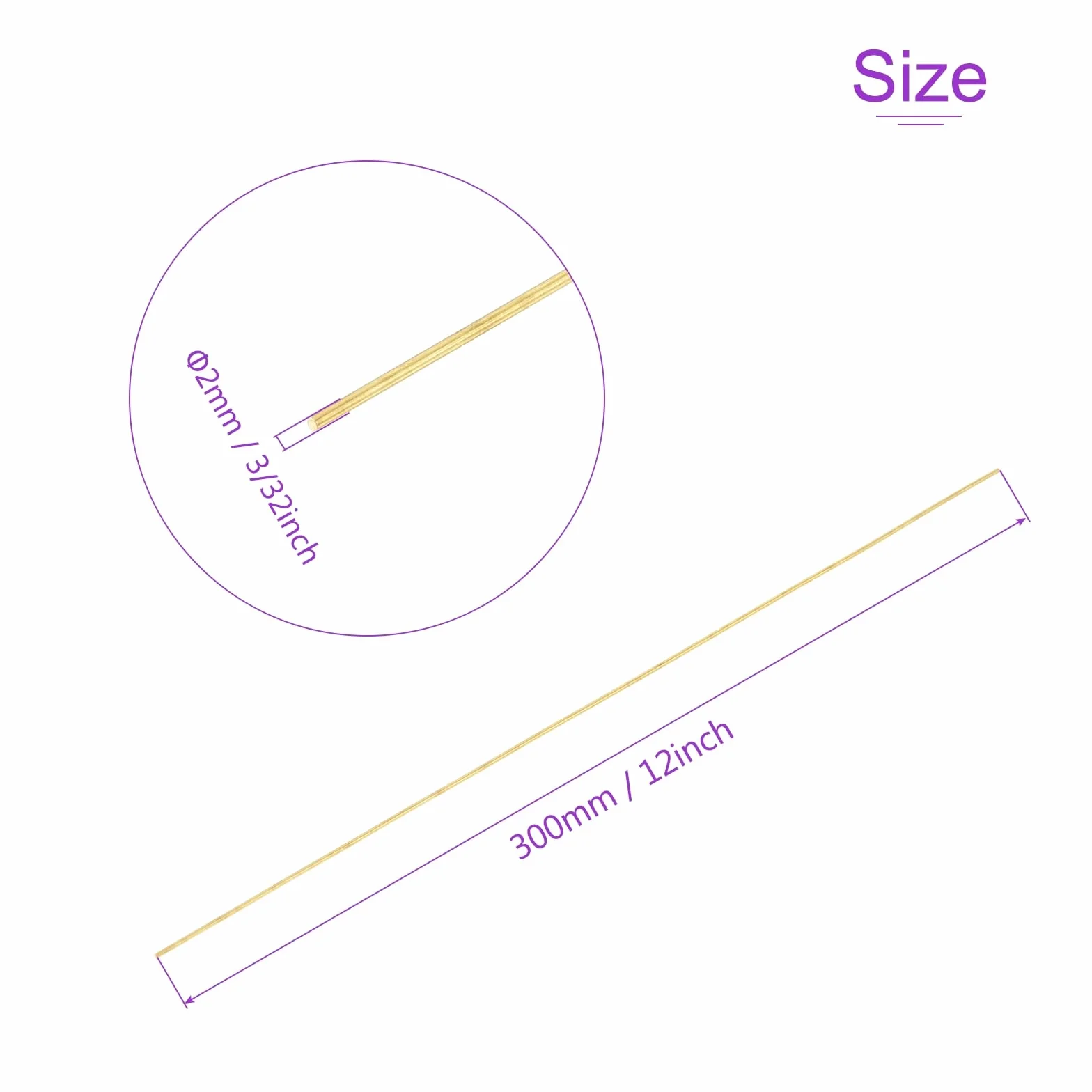 DMiotech 20pz Aste in Ottone 2mm x 300mm Barre Rotonde Massiccio per Fai Da Te