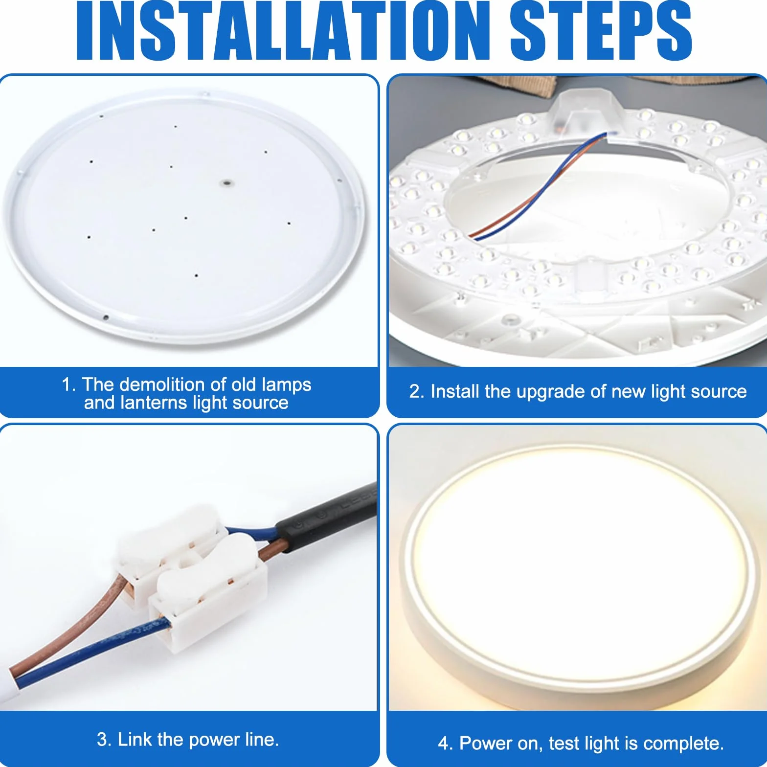 Kit di conversione LED da 36 W con modulo ad anello Lampada ad anello Ø23 cm bianca Scheda di conversione 6500K per plafoniere da 2 moduli da soffitto