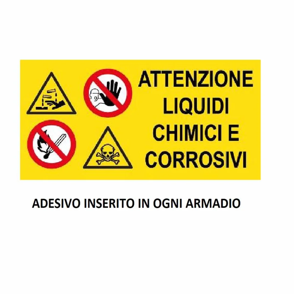 Armadio di sicurezza sostanze chimiche 580x460x1000 mm 1 anta cieca 2 ripiani