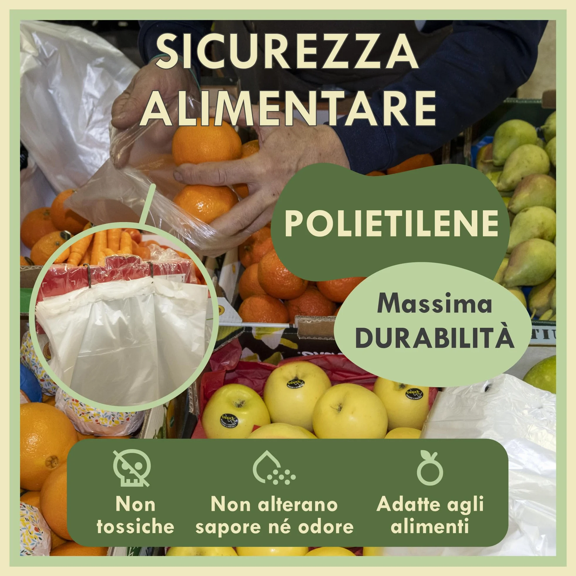 Zenic | Sacchetti Plastica Trasparenti Senza Manico In Blocco | 30 × 40 Cm | Per Frutta, Verdura, Carne E Pesce | Ideali Per Banchi Di Mercato, Conservazione Degli Alimenti E Adatti Al Congelamento