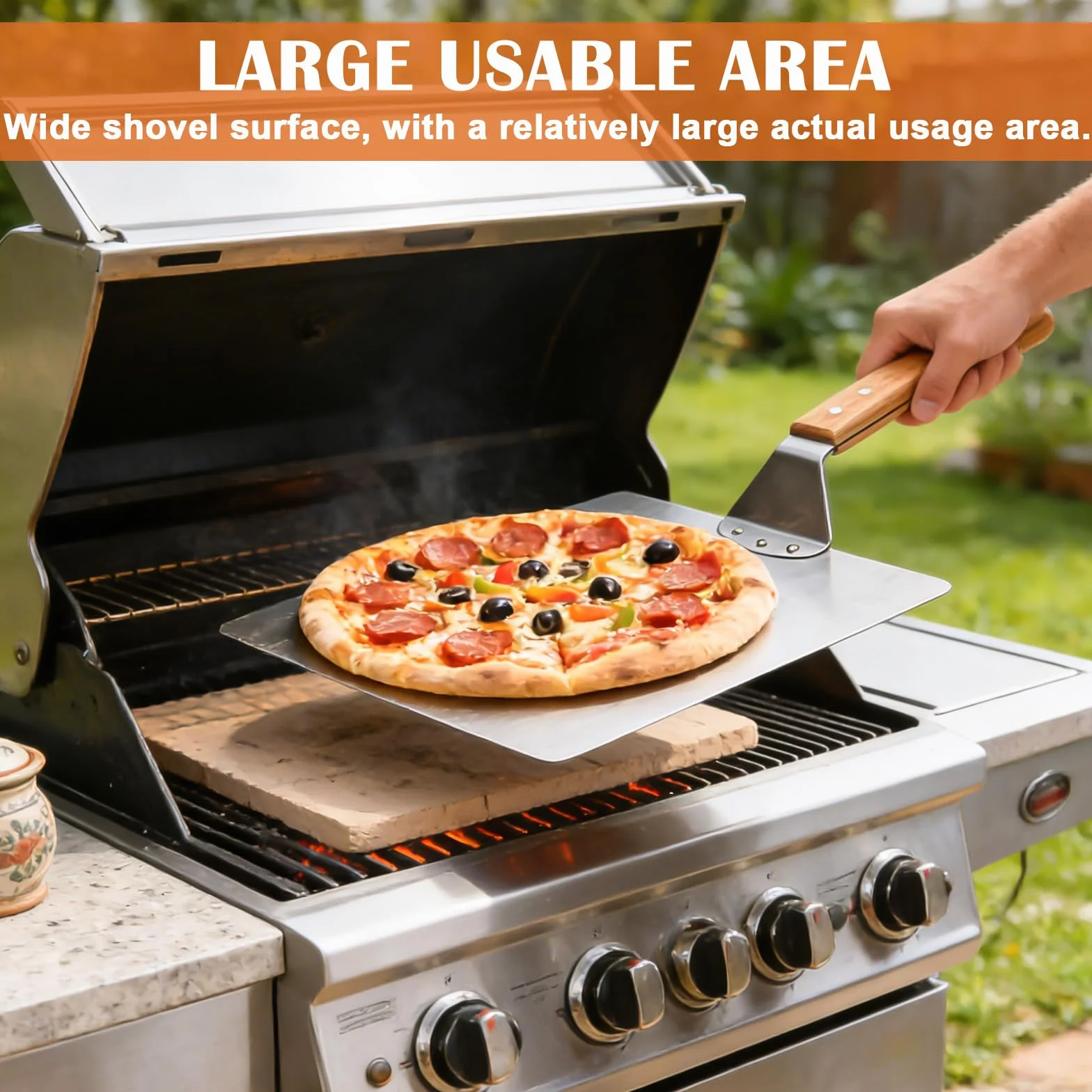 Pala per pizza, 30,5 cm, in alluminio, pala per pizza con fusto in legno, pala per pizza, pala quadrata, pala per pizze fatte in casa, forno, pane, accessori per pizza