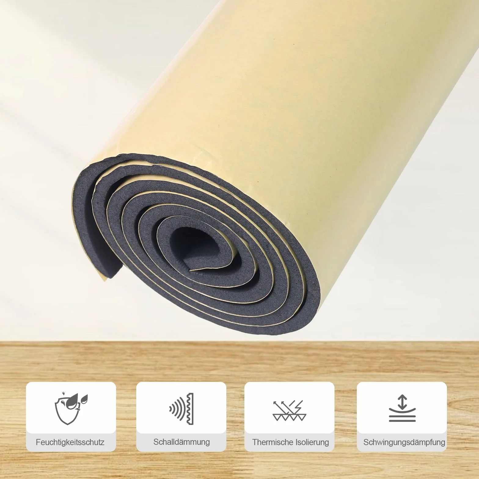 Neoprene foam sheet self-adhesive 300mm x 12mm x 1.5m roll soundproofing