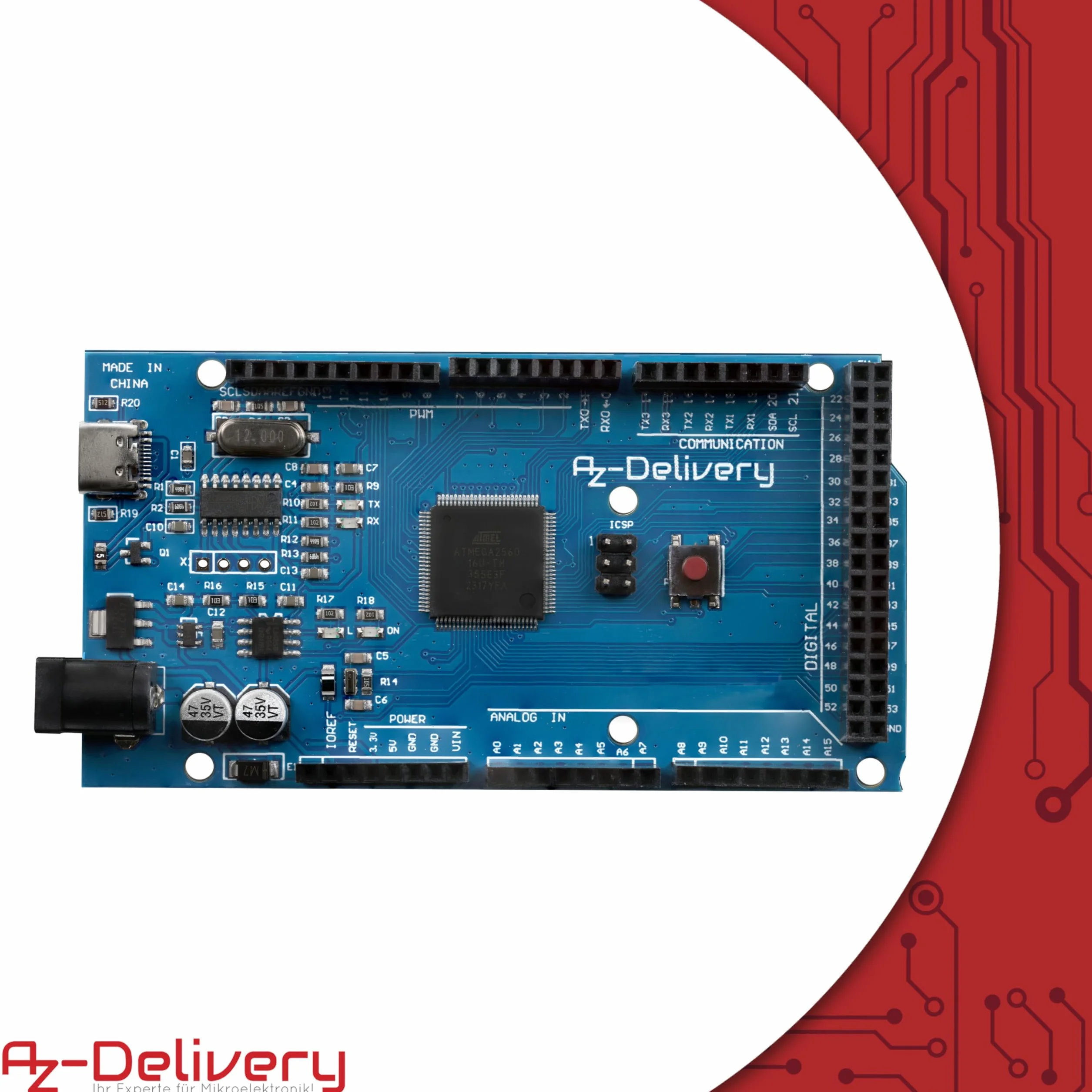 AZDelivery AZ-MEGA2560 Scheda Microcontroller USB-C Compatibile con Arduino