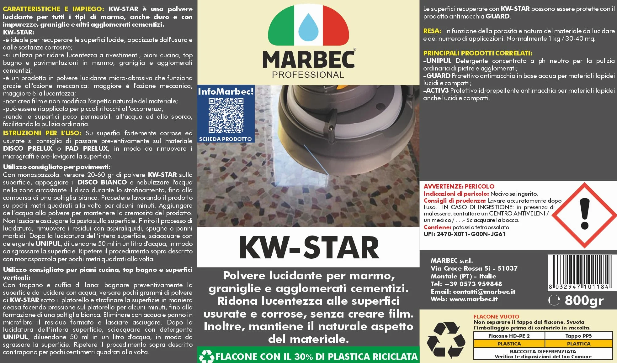 MARBEC KW-STAR 800GR Cristallizzante marmo travertino graniglie palladiane marmette