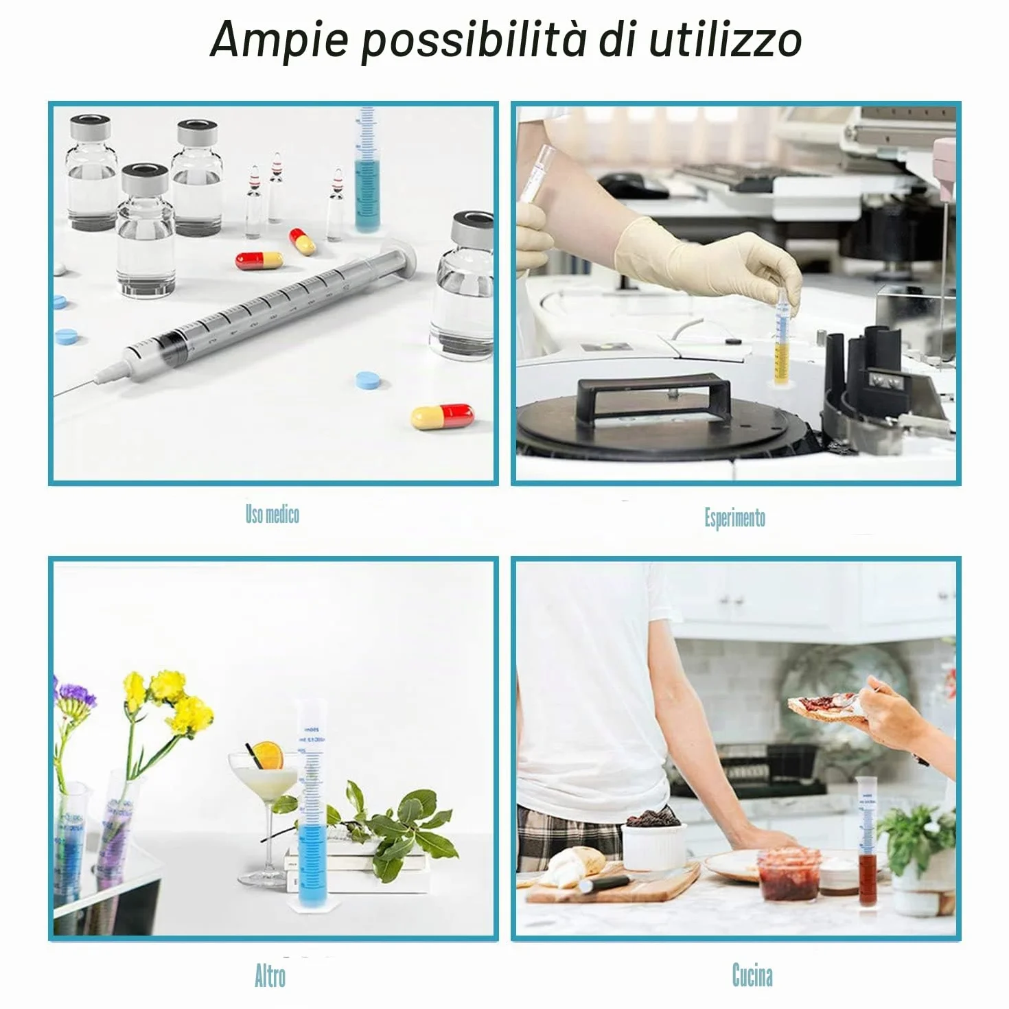 Cilindro graduato in plastica trasparente 100 ml