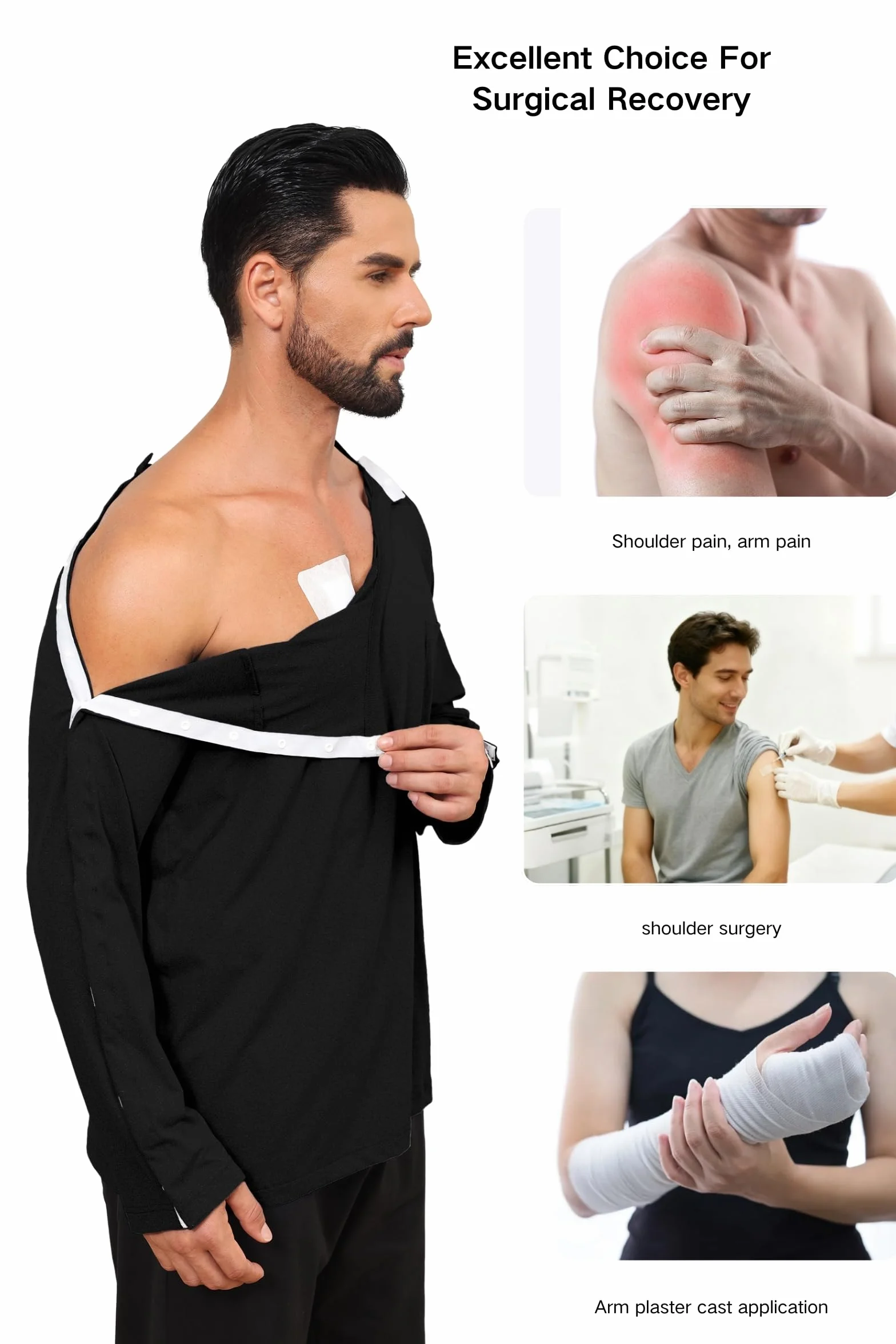 Camicia chirurgica post-spalla con chiusura laterale, maniche corte, per intervento e dialisi