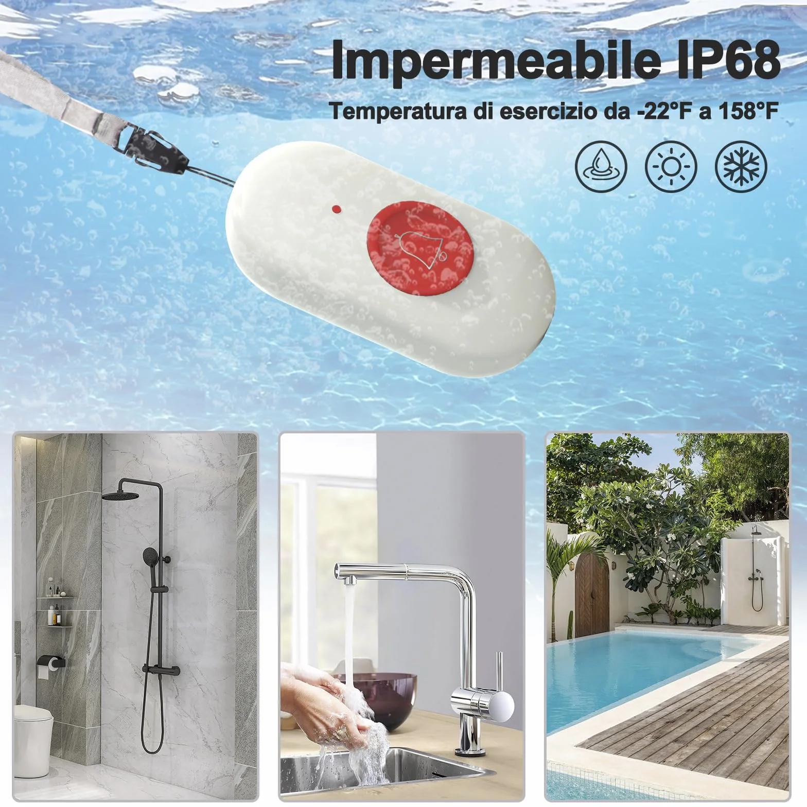 SOS Salvavita Anziani, Wireless Cercapersone Campanello Anziani con Pulsante Emergenza e Salvavita 150m+ per Casa/Anziani/Donne Incinte/Disabili, 2 Ricevitori + 2 Trasmettitori