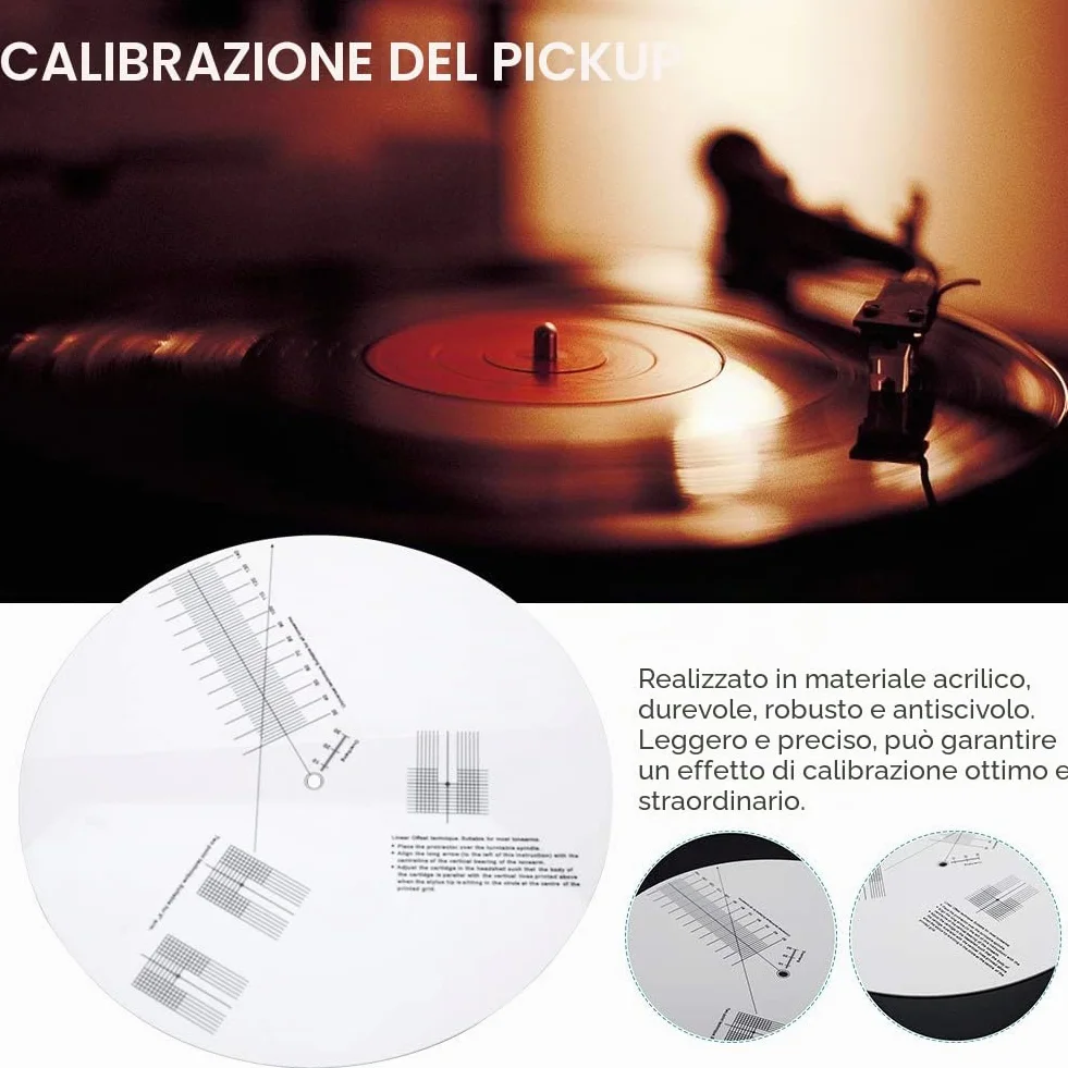 Tappetino goniometro per Giradischi, Piastra di calibrazione in Acrilico per Pickup Vinile LP